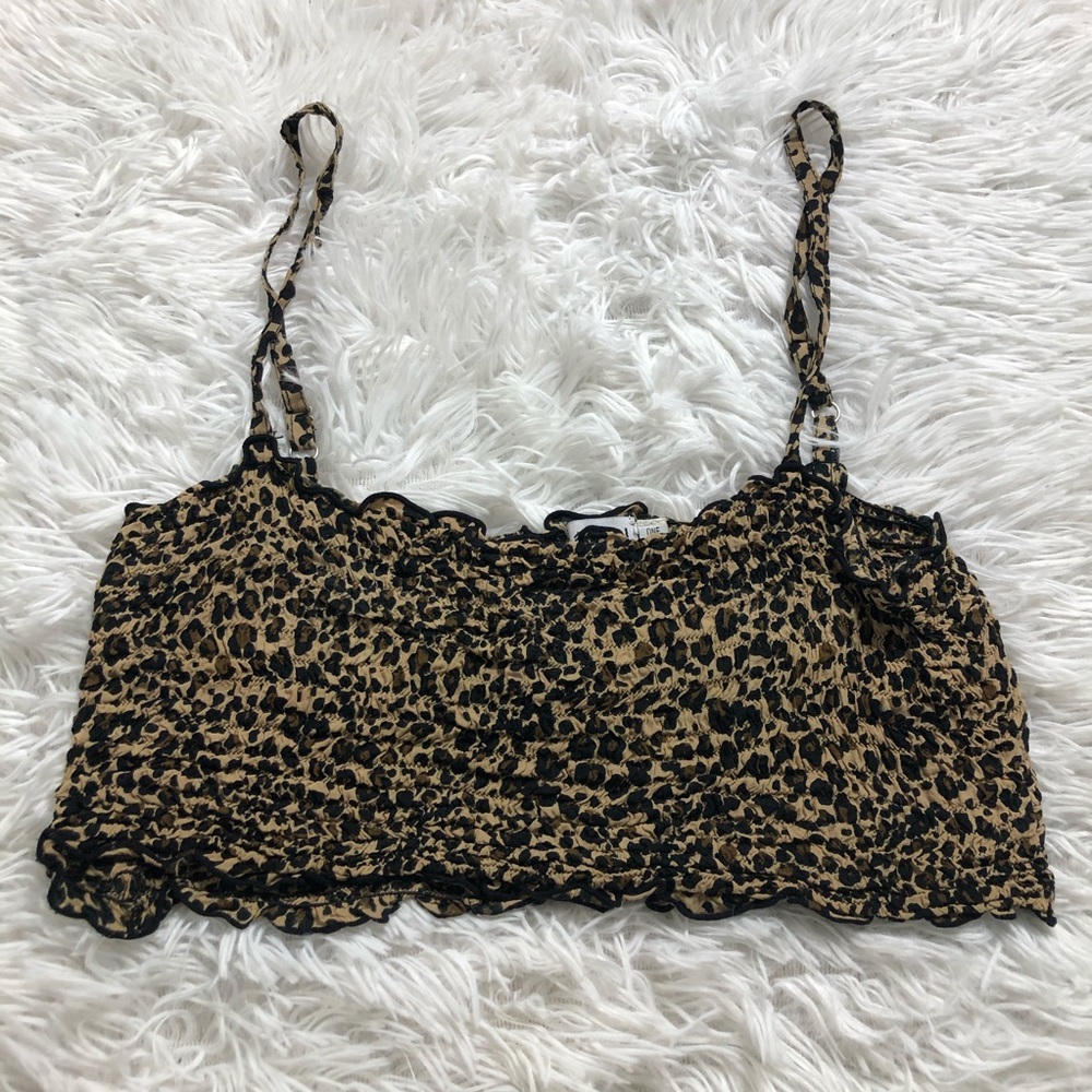 Jipsi Cartel Bralette Bra Leopard Cheetah Smocked  Brown Tan Black One Size
